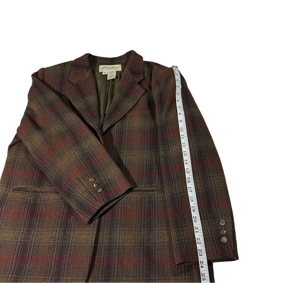 Vtg Eddie Bauer Earth-Toned 2 Button 100% Wool Tweed Blazer Sz LP Check Plaid - Picture 12 of 13